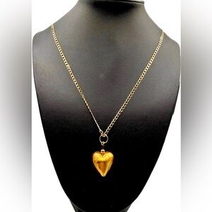 Gold Murano Heart & Red Crystal Pendant w/Gold Plated Necklace